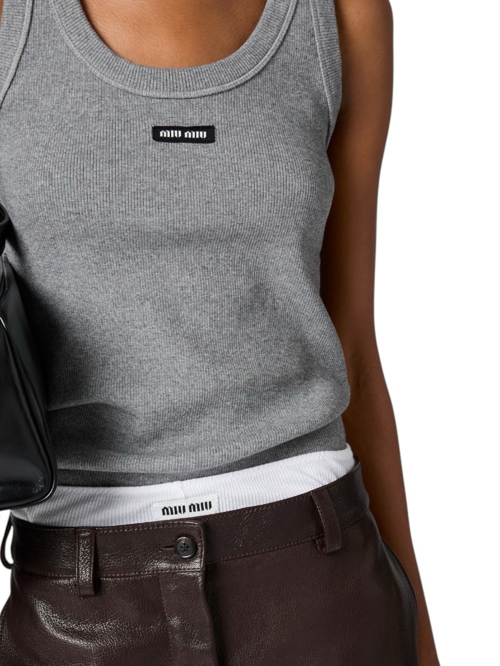 Miu Miu Ribbed jersey tank top
